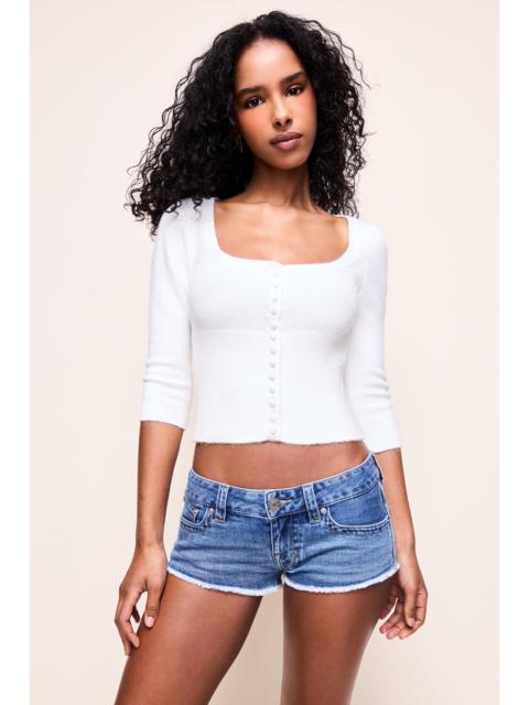 GUIZIO LOW RISE DENIM CUT-OFF SHORTS