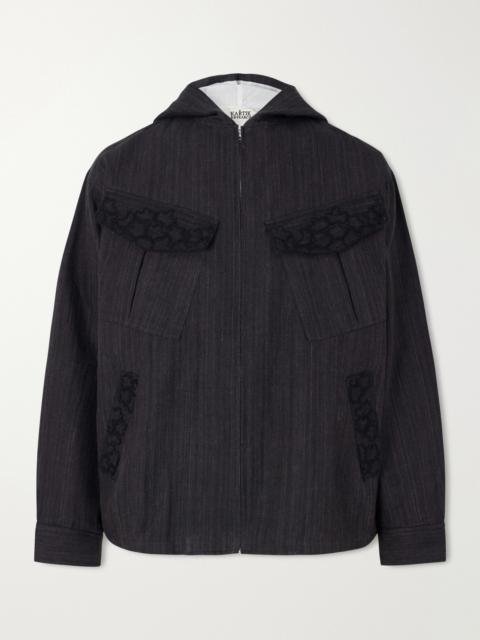 KARTIK RESEARCH Hooded Embroidered Wool and Linen-Blend Canvas Jacket