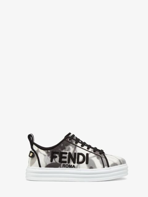 FENDI gray canvas flatforms