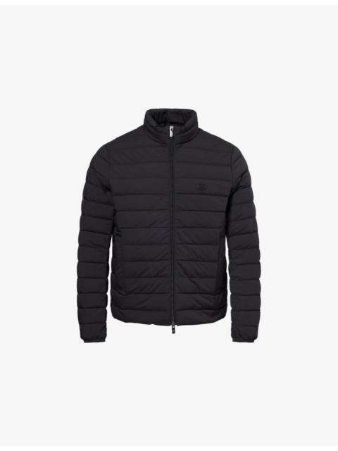 EMPORIO ARMANI Badge-Embroidered Funnel-Neck Shell-Down Jacket