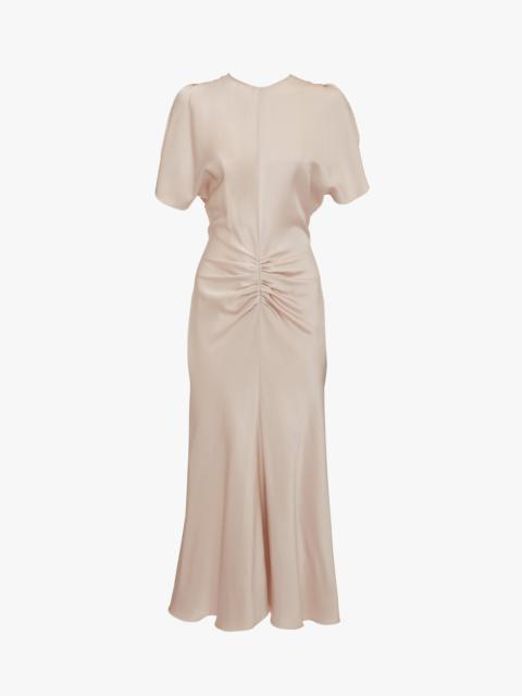 Victoria Beckham Exclusive Gathered Waist Midi Dress In Primrose