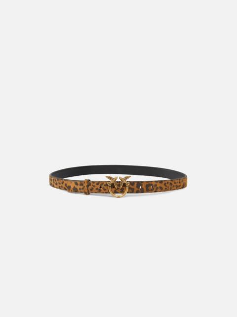 PINKO LEOPARD-PRINT BELT WITH LOVE BIRDS BUCKLE, 2 CM