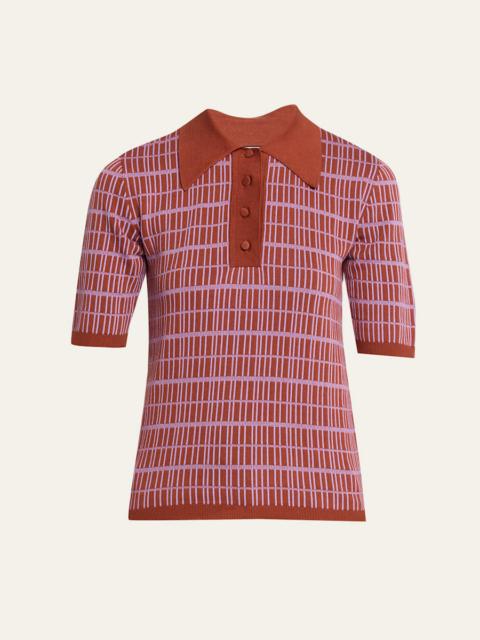 Plan C Check Short-Sleeve Polo Shirt