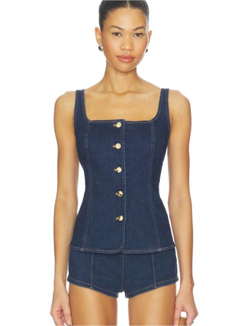 GOOD AMERICAN Sleeveless Button Front Denim Top