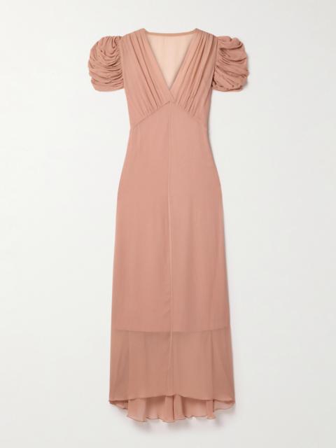 Zimmermann Eden Asymmetric Gathered Silk-georgette Dress