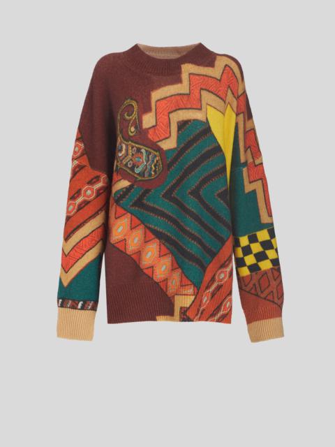 PATCHWORK PRINT WOOL JUMPER