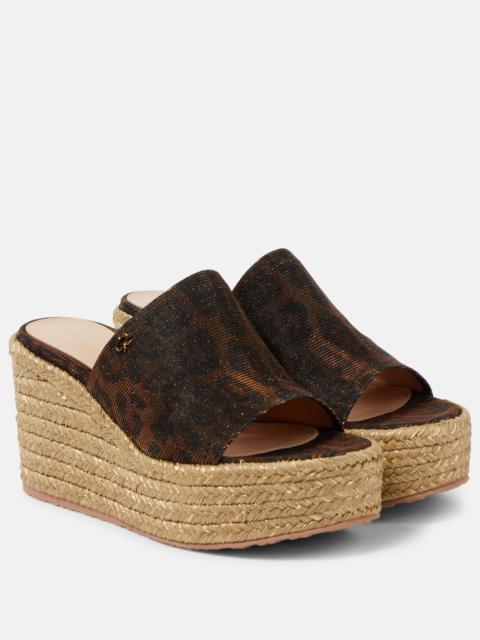 Gianvito Rossi Leopard-print espadrille wedge mules