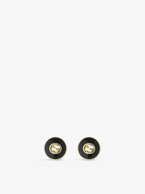 Two-toned 18ct yellow-gold and onyx earrings