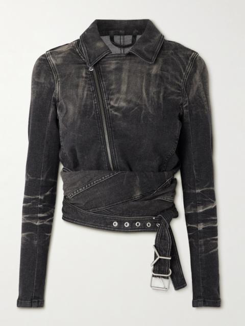 Y/Project Cutout Bleached Denim Wrap Jacket