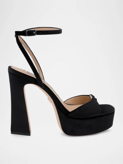 BADGLEY MISCHKA Romina 120MM Crystal-Embellished Velvet Sandals