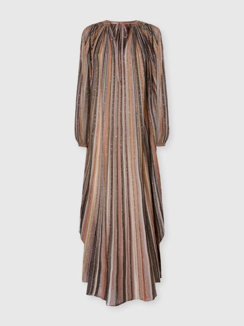 Missoni Ribbed Viscose Lamé Caftan with Wide Sleeves