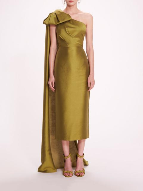 Marchesa SILK MIKADO MIDI DRESS