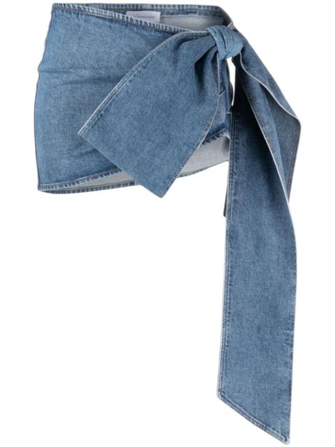 oversize-bow denim miniskirt