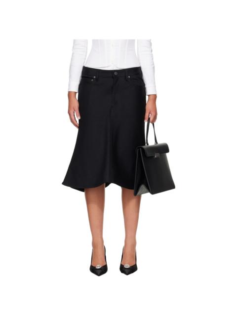 BALENCIAGA Black Flared Denim Midi Skirt