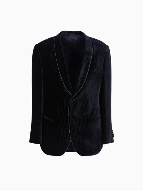 GIORGIO ARMANI Soho line single-breasted tuxedo jacket in rhinestone-embroidered velvet