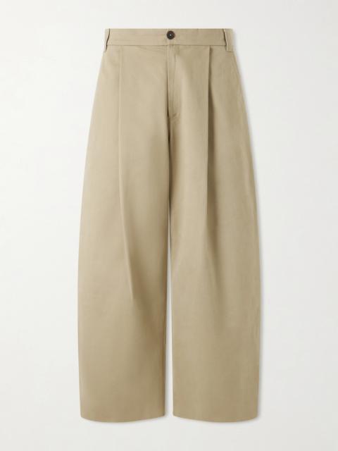Studio Nicholson Sorte Wide-Leg Pleated Cotton-Twill Trousers