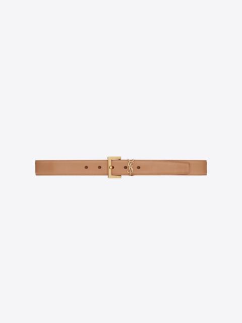 SAINT LAURENT cassandre belt with square buckle in vegetable-tanned leather