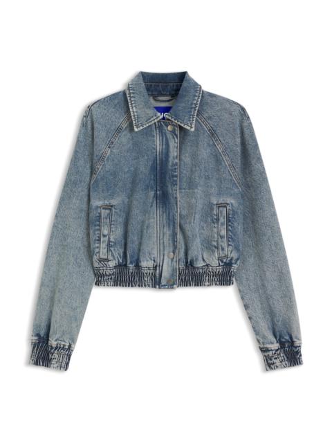 HUGO BLUE BOMBER JACKET IN STRETCH DENIM