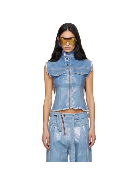 OTTOLINGER Blue Glazed Denim Zip Top