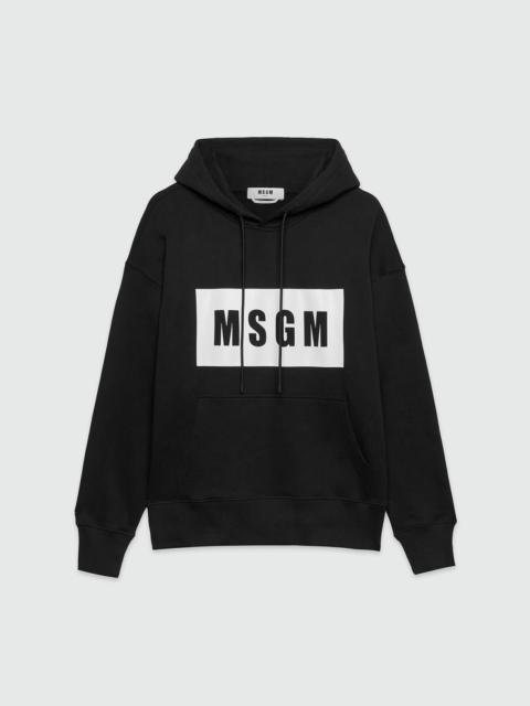 MSGM 블랙 코튼 스웨터 그래픽 박스 로고