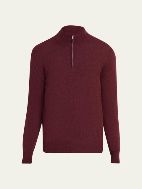 Brunello Cucinelli Men's Cashmere Mouline Quarter-Zip Sweater