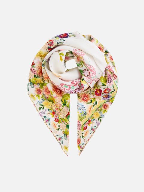 CAMILLA LARGE CRYSTALLED SILK SQUARE SCARF