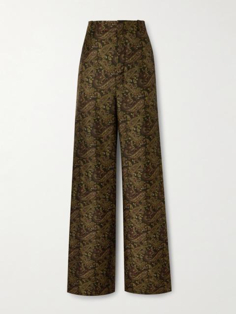 SAINT LAURENT Paisley-print Silk-twill Wide-leg Pants