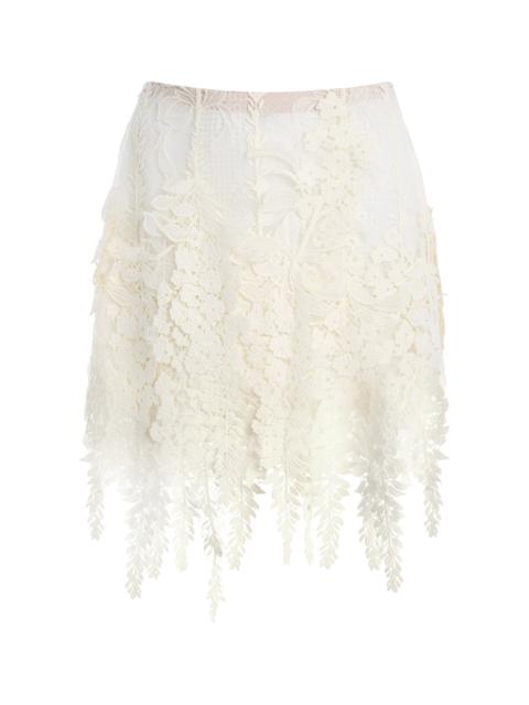 Oscar de la Renta Appliquéd Guipure Mini Skirt ivory