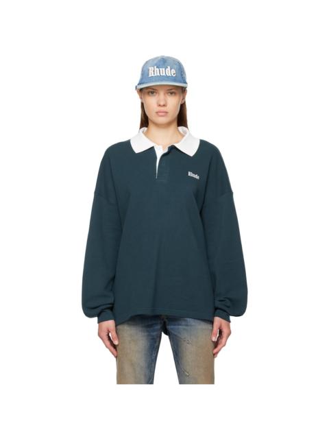 Rhude Navy LS Pique Polo