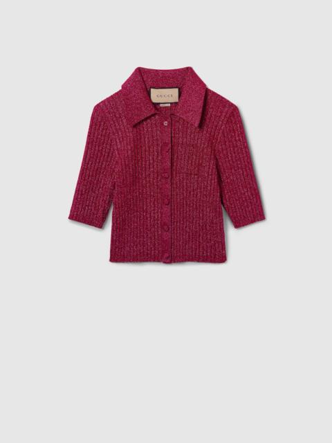 GUCCI Rib lamé short-sleeved cardigan