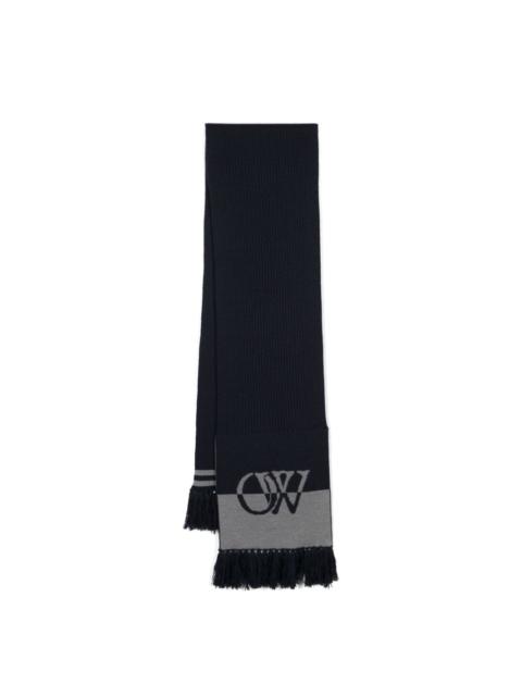 logo-intarsia virgin wool scarf