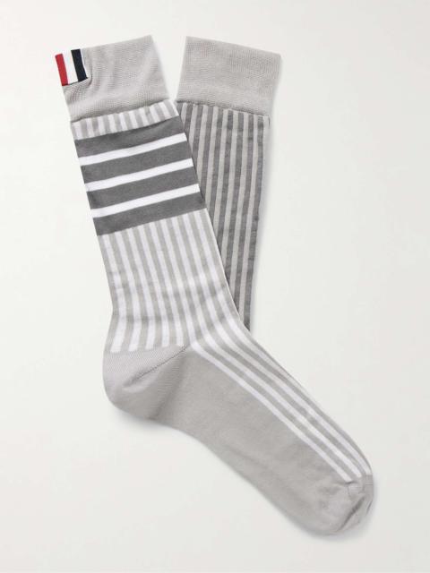 Fun Mix Grosgrain-Trimmed Striped Cotton-Blend Socks