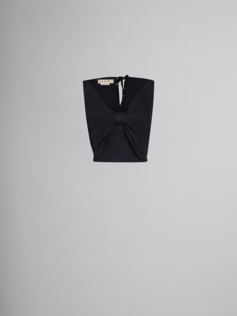 Marni BLACK TAFFETA OPEN-BACK TOP WITH MAXI BOW
