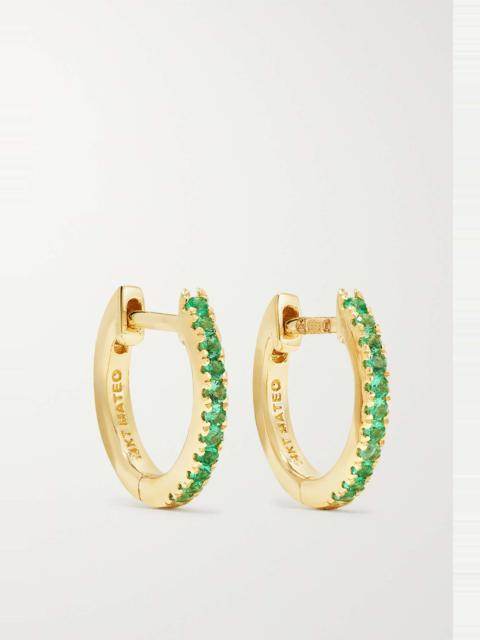 14-karat gold emerald hoop earrings