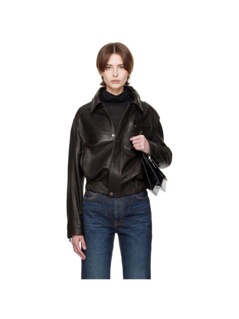 NOUR HAMMOUR Brown Clint Utilitarian Leather Jacket