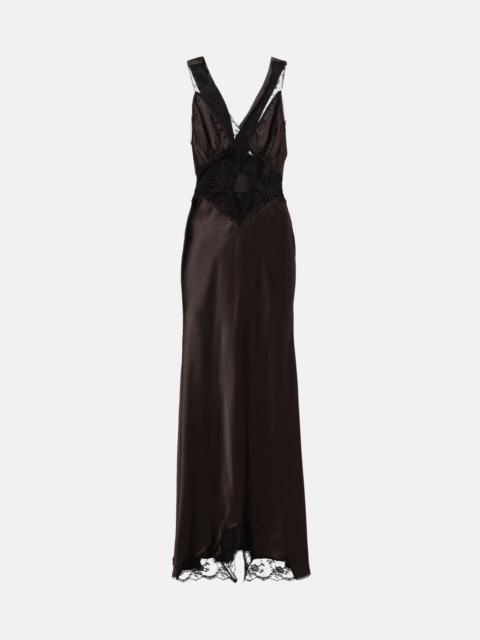 SIR. Lace-trimmed silk maxi dress