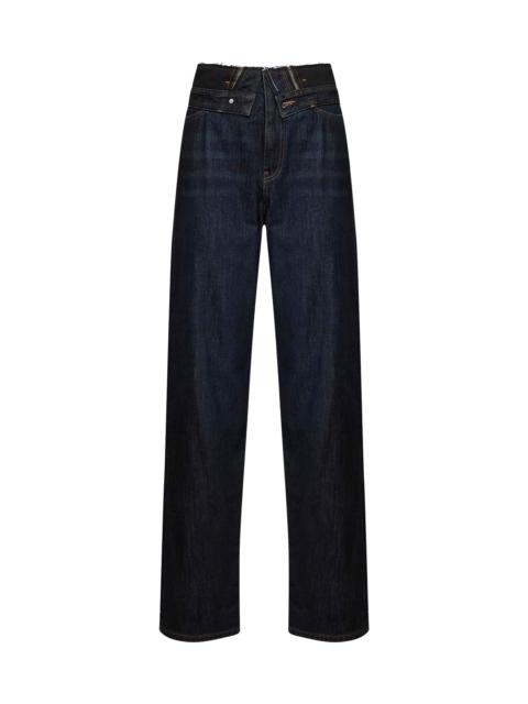 MM6 Maison Margiela Dark blue denim five-pocket jeans with double waistband
