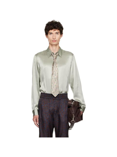 Dries Van Noten Gray Silk Shirt