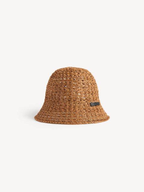 BALENCIAGA Women's Raffia Bucket Hat in Beige