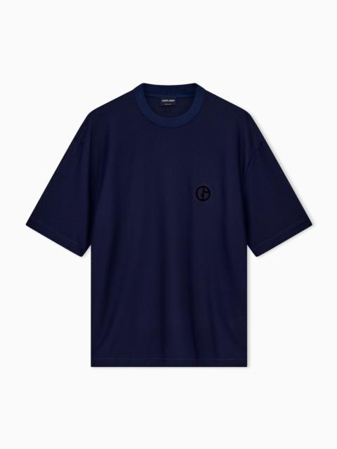 GIORGIO ARMANI T-SHIRT OVERSIZED IN HI-TECH WARP KNITTED HONEYCOMB JERSEY