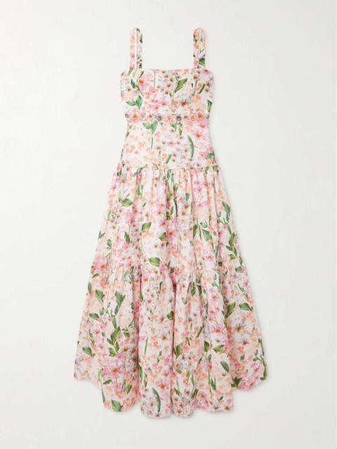 Lima Jardiniera tiered floral-print linen maxi dress