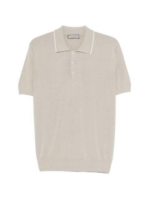 Canali ribbed piping polo shirt