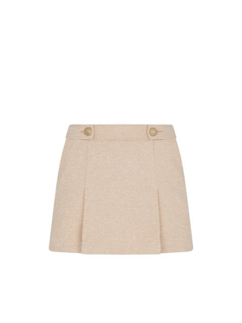 VIRGIN WOOL BOUCLE' PLEATED MINI SKIRT