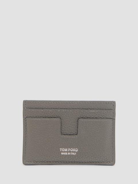 TOM FORD Men's Men's T-Line Grain Leather Card Holder - Smoke Grey