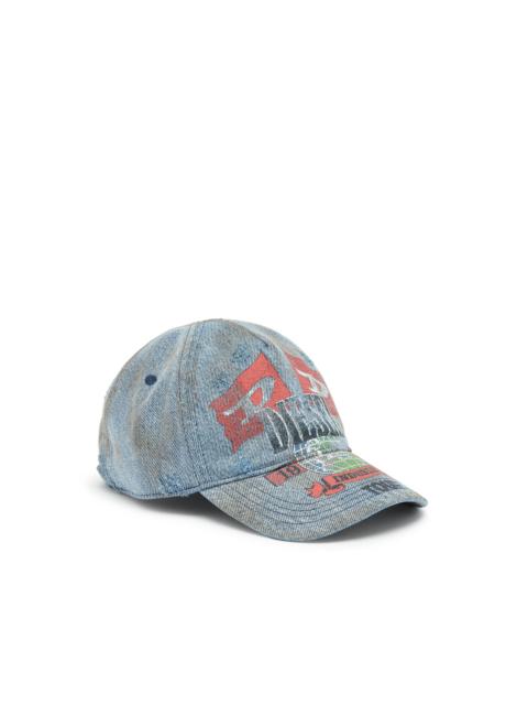 Diesel DENIM BASEBALL CAP WITH CONCERT GRAPHICS