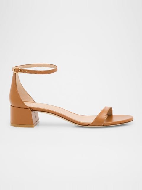 Stuart Weitzman Nudist Leather Ankle-Strap Sandals