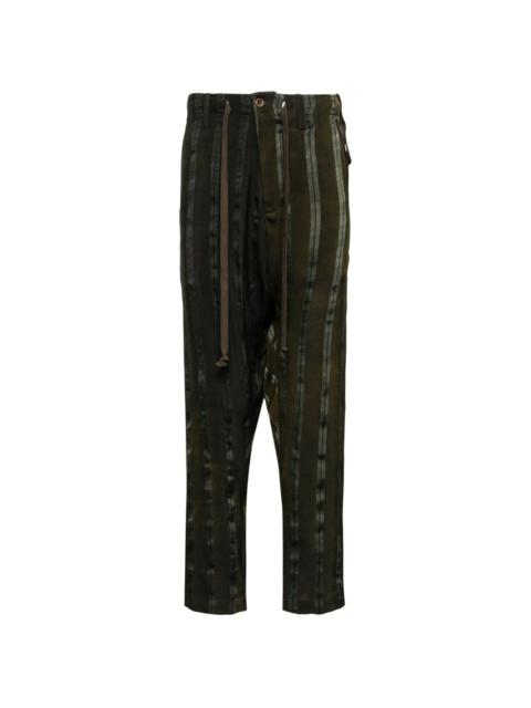 drop-crotch tapered trousers