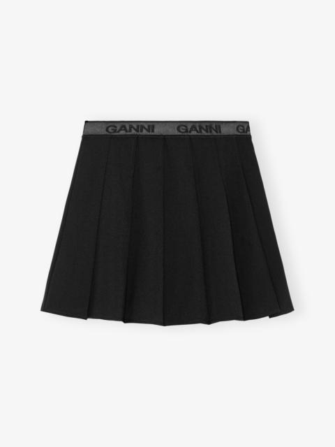 BLACK LIGHT TWILL PLEATED MINI SKIRT