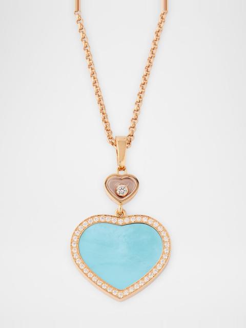 Chopard Happy Hearts 18K Rose Gold Turquoise Mother-of-Pearl Necklace