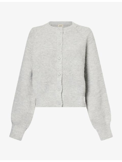 ADANOLA Round-Neck Button Up Knit Cardigan